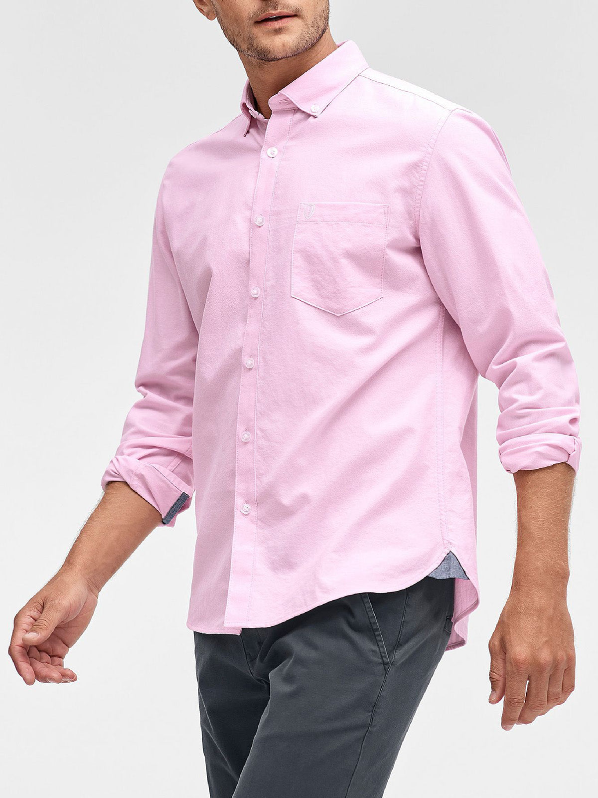 Mens Pink Pure Cotton Oxford Longsleeve Shirt