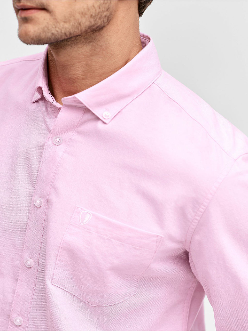 Mens Pink Pure Cotton Oxford Longsleeve Shirt