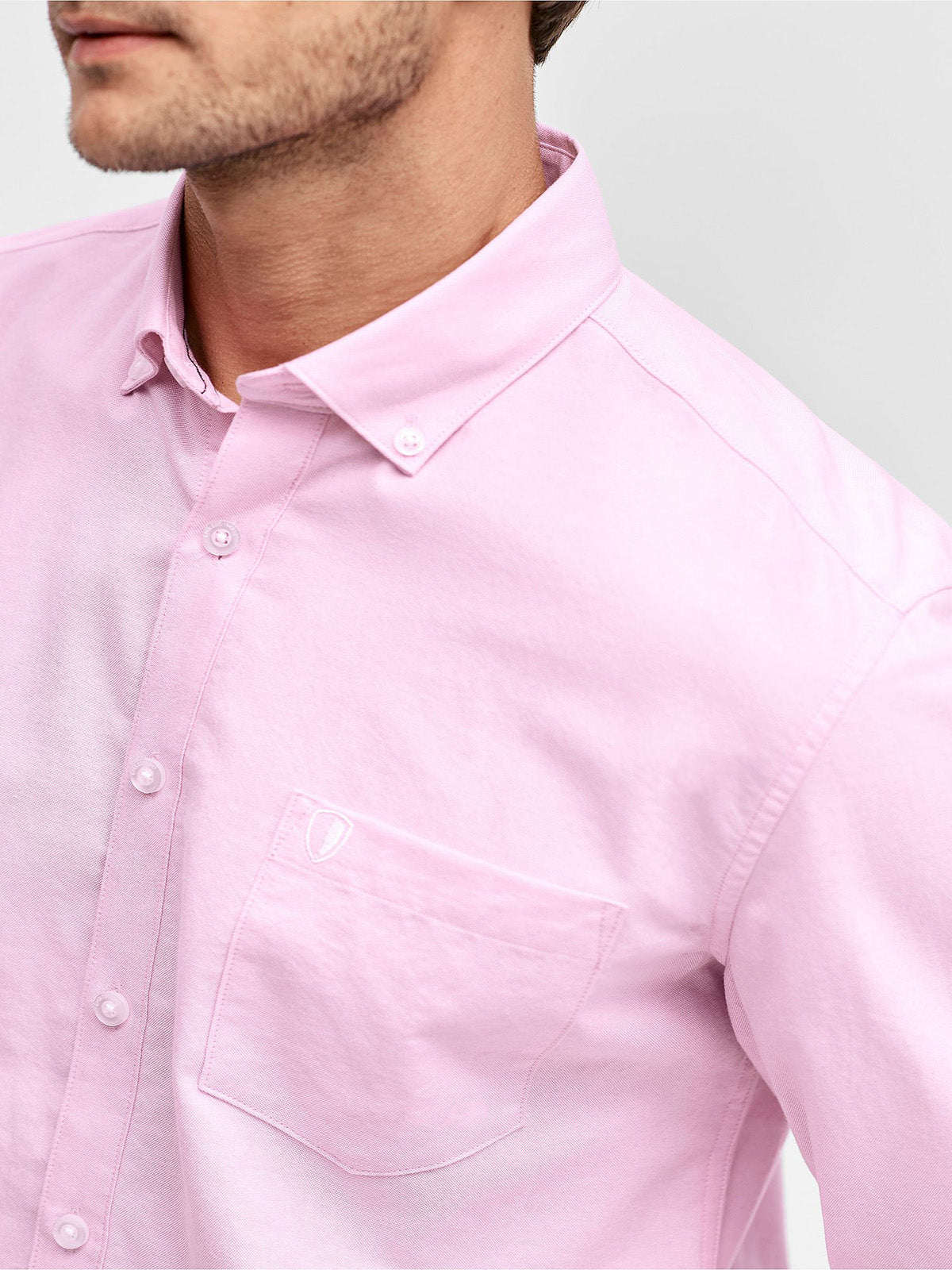 Mens Pink Pure Cotton Oxford Longsleeve Shirt