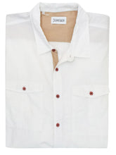 Load image into Gallery viewer, Mens Jacamo White Pure Cotton Long Sleeve Military Collared Shirt
