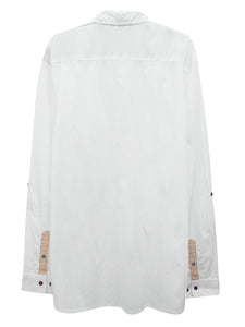 Mens Jacamo White Pure Cotton Long Sleeve Military Collared Shirt