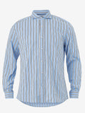 Mens Blue Big & Tall Pure Cotton Woven Striped Shirt