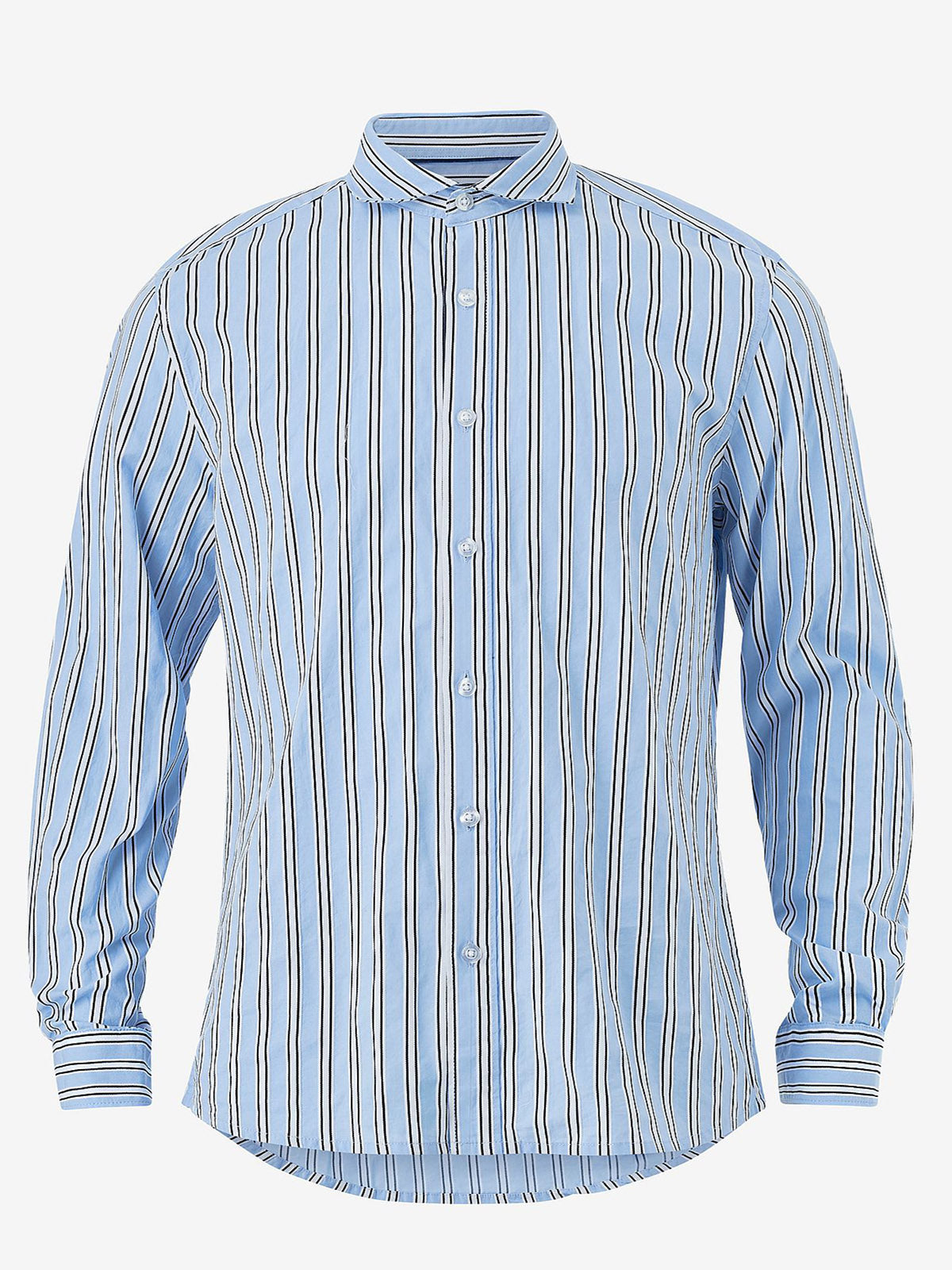 Mens Blue Big & Tall Pure Cotton Woven Striped Shirt