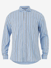 Load image into Gallery viewer, Mens Blue Big &amp; Tall Pure Cotton Woven Striped Shirt

