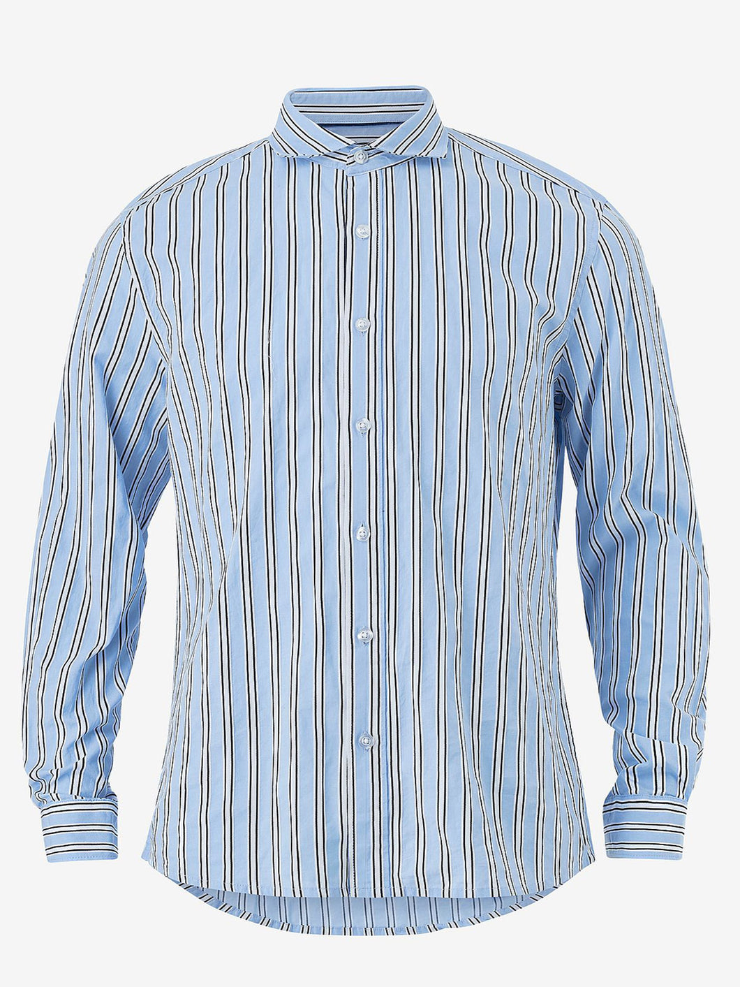 Mens Blue Big & Tall Pure Cotton Woven Striped Shirt