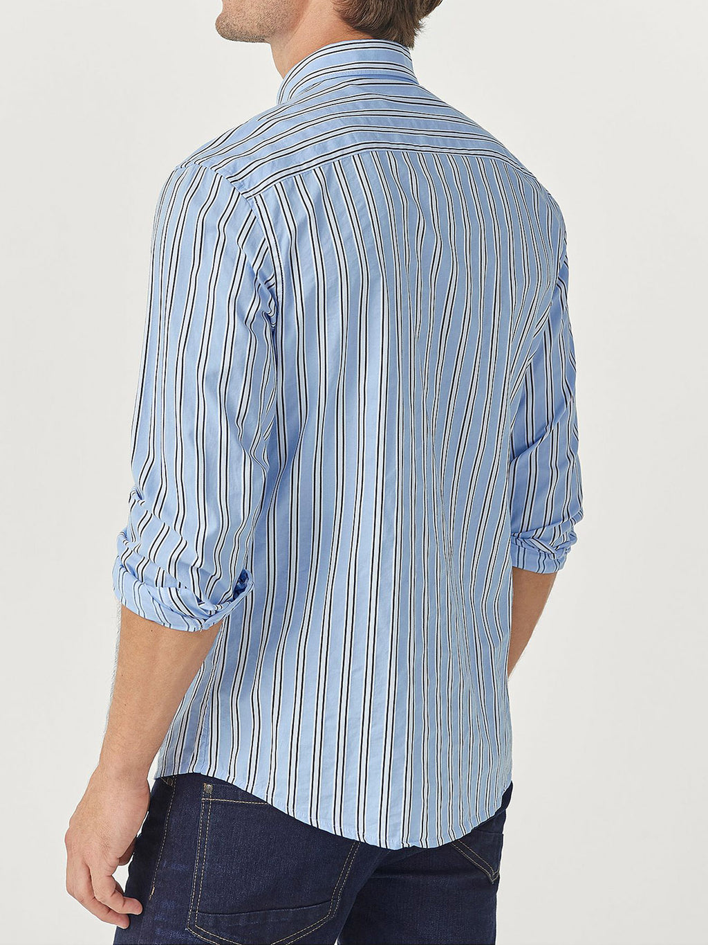 Mens Blue Big & Tall Pure Cotton Woven Striped Shirt