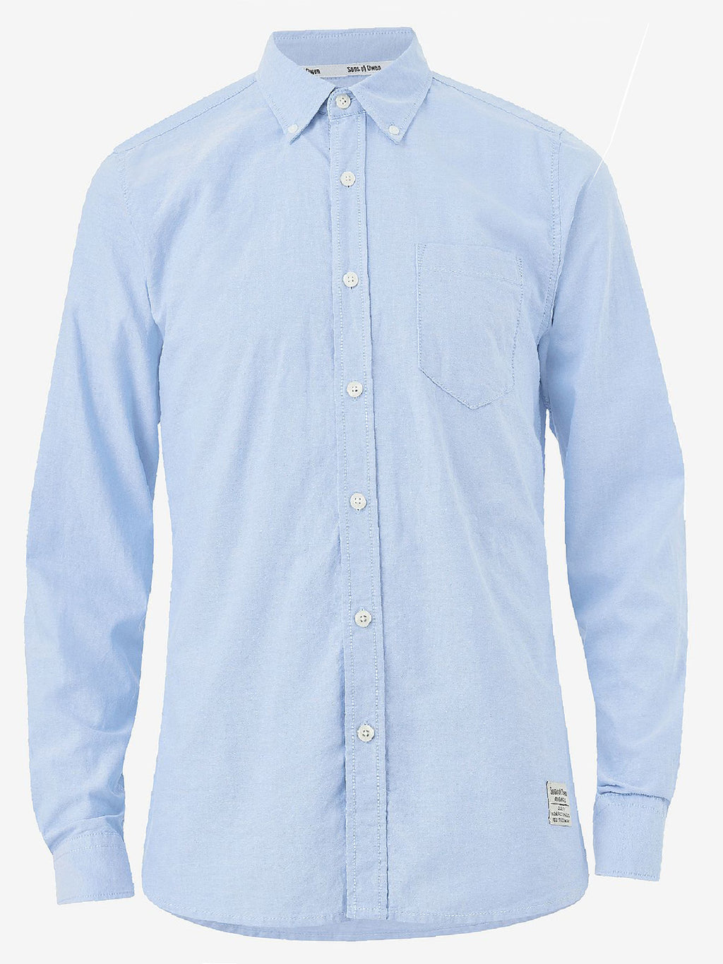 Mens Sky Blue Pure Cotton Button Collar Longsleeve Oxford Shirt