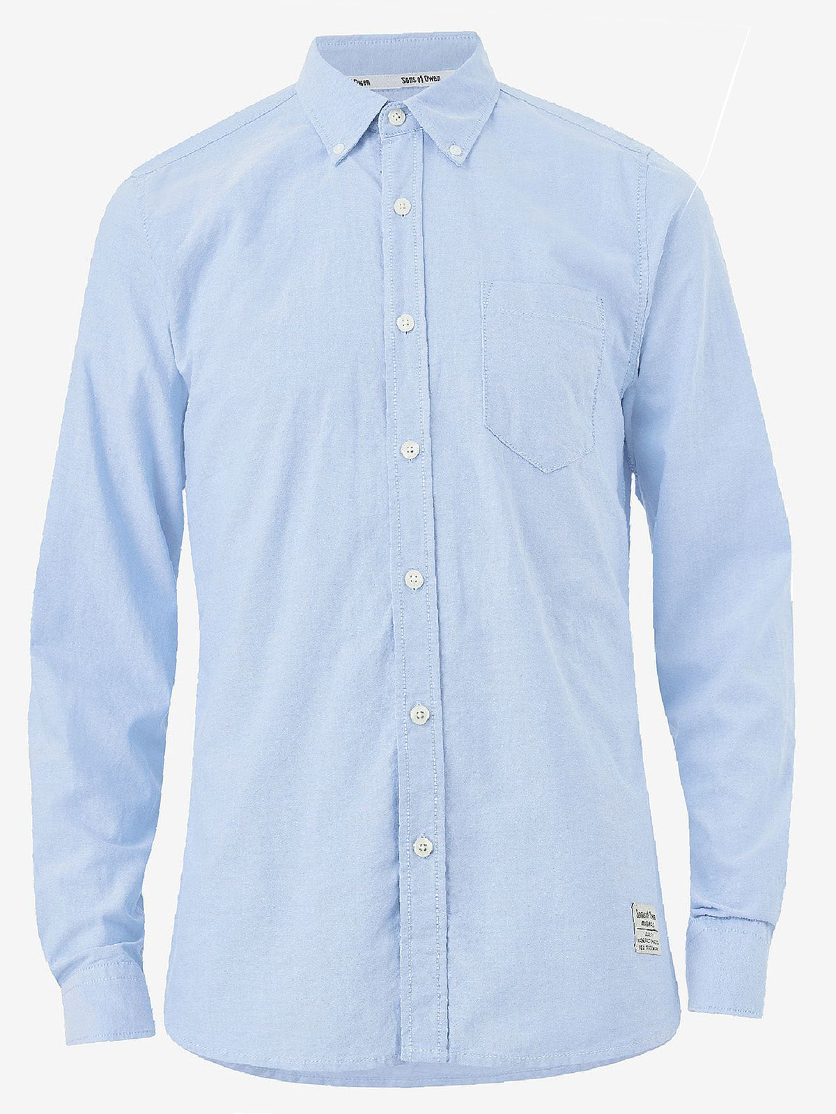 Mens Sky Blue Pure Cotton Button Collar Longsleeve Oxford Shirt