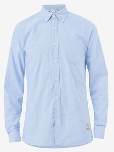 Mens Sky Blue Pure Cotton Button Collar Oxford Shirt
