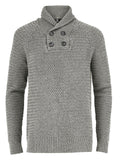 Mens Grey Archie Cotton Ribbed Shawl Collar Jumper