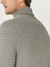 Load image into Gallery viewer, Mens Grey Archie Cotton Ribbed Shawl Collar Jumper
