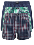 Mens Boxers 3 Pack Pure Cotton Woven Check Brief Shorts