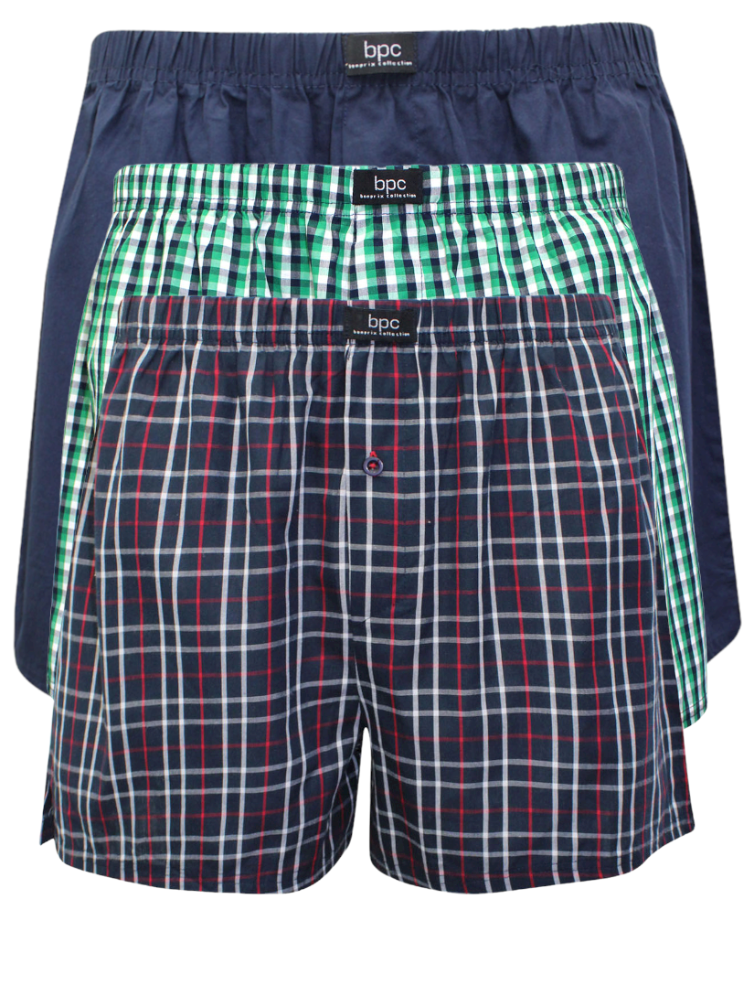 Mens Boxers 3 Pack Pure Cotton Woven Check Brief Shorts