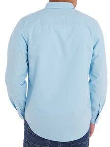 Mens Jacamo Sky Blue Long Sleeve Pure Cotton Oxford Big Tall Shirt