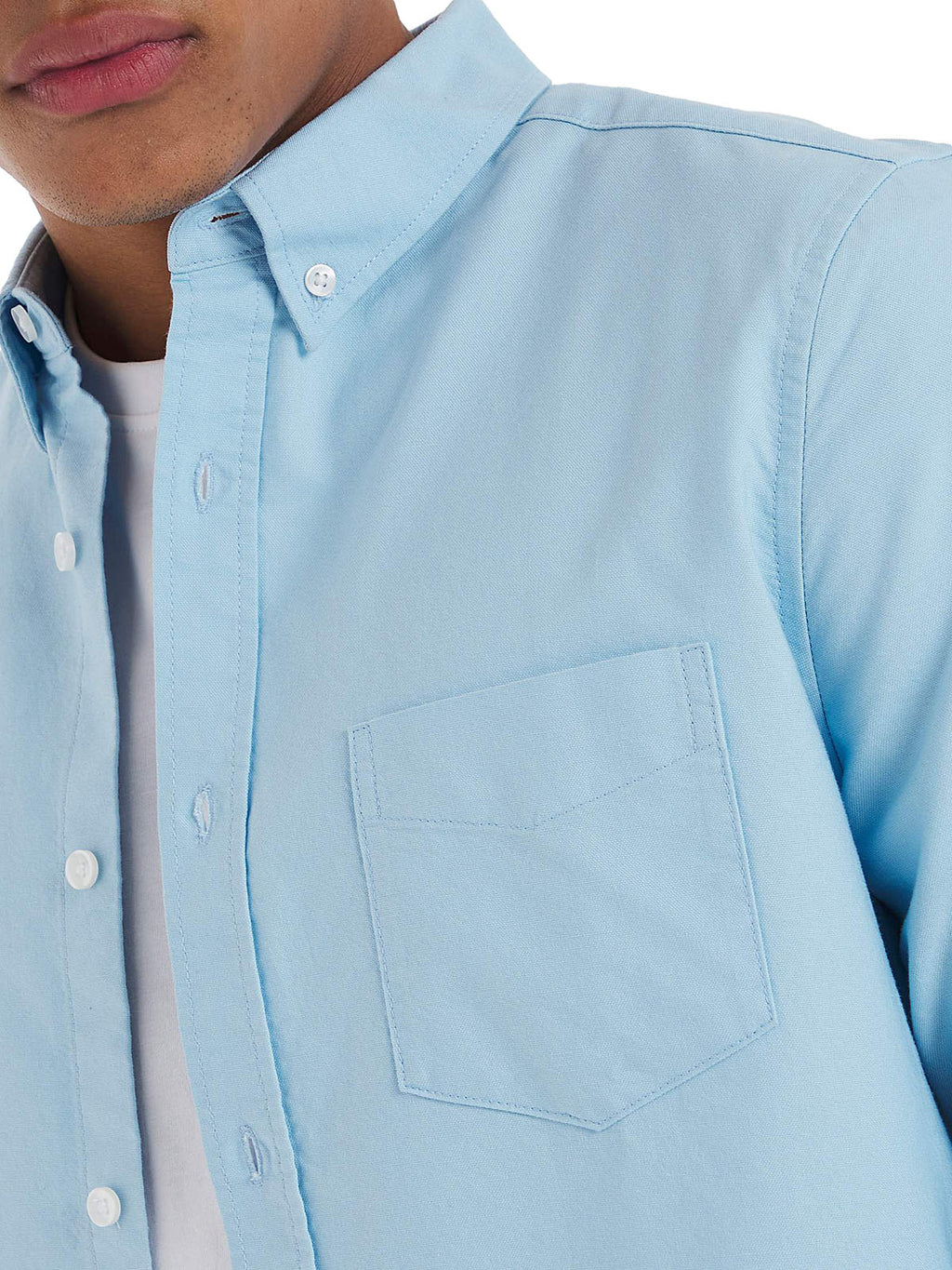 Mens Jacamo Sky Blue Long Sleeve Pure Cotton Oxford Big Tall Shirt