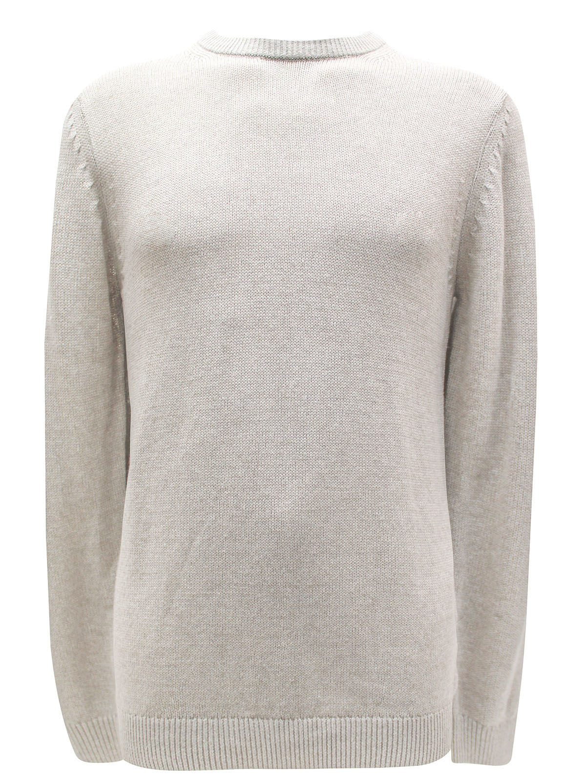 Mens Stone Linen Cotton Blend Crew Neck Knitted Jumper