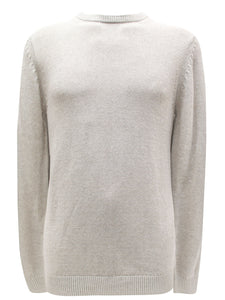 Mens Stone Linen Cotton Blend Crew Neck Knitted Jumper