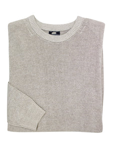 Mens Stone Linen Cotton Blend Crew Neck Knitted Jumper