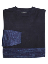 Load image into Gallery viewer, Mens Navy &amp; Blue Brush Color Block Crew Neck Cotton Jumpers
