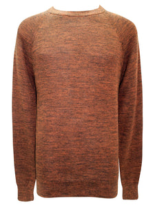 Mens Dark Rust Pure Cotton Crew Neck Thick Knitted Jumpers