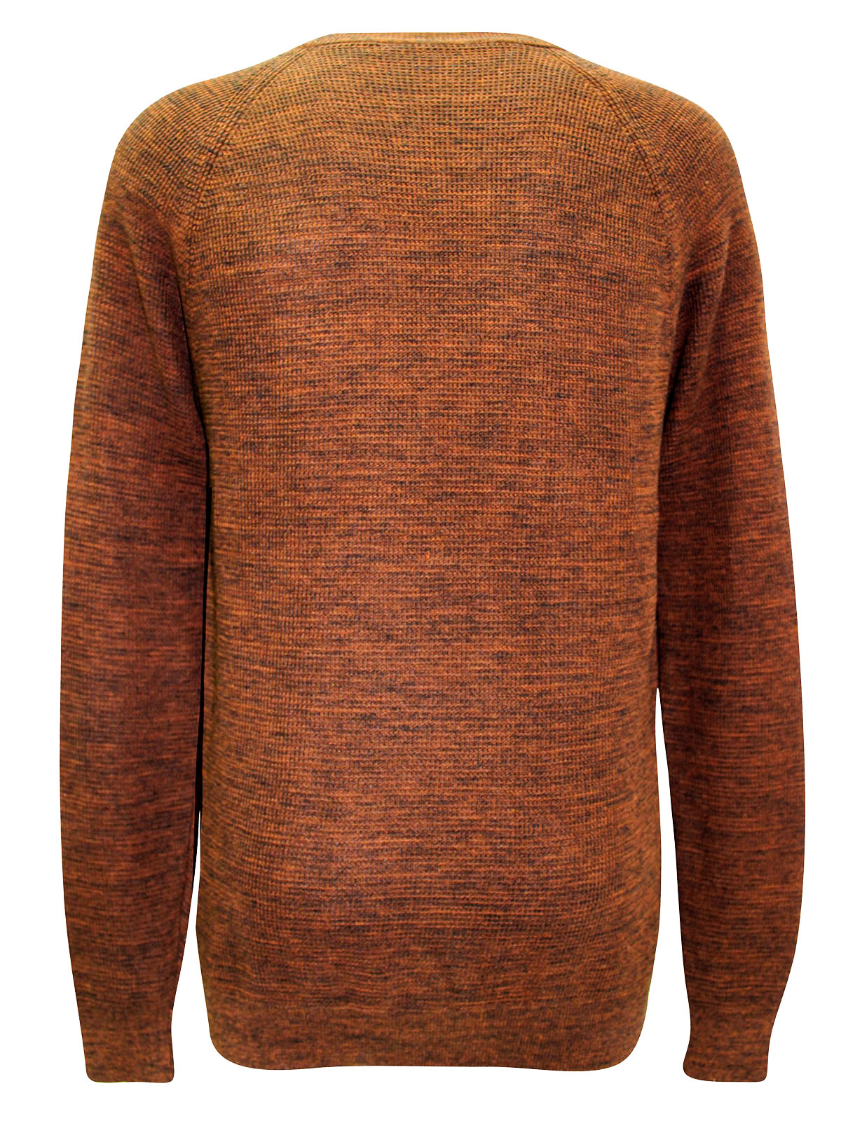 Mens Dark Rust Pure Cotton Crew Neck Thick Knitted Jumpers
