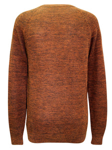 Mens Dark Rust Pure Cotton Crew Neck Thick Knitted Jumpers