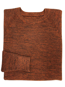 Mens Dark Rust Pure Cotton Crew Neck Thick Knitted Jumpers