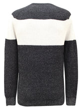 Load image into Gallery viewer, Black Textured Large Stripe Crew Neck Long Sleeve Jumpers
