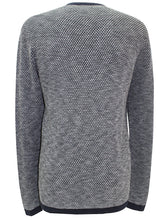Load image into Gallery viewer, Mens Navy Pure Cotton Honeycomb Textured Ribbed Crew Neck Long Sleeve Jumpers
