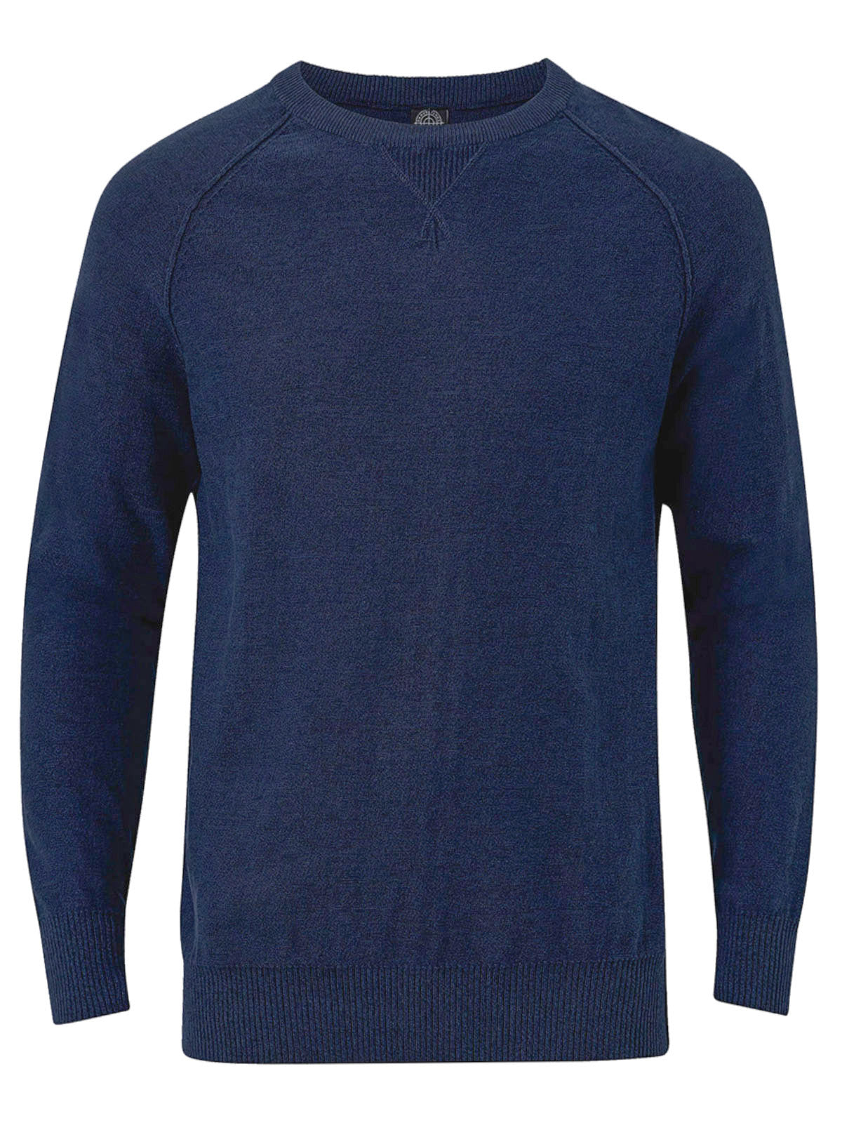 Mens Navy Blue Felix Cotton Crew Neck Long Sleeve Knitted Jumper
