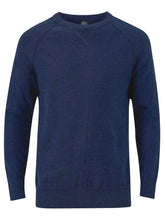 Load image into Gallery viewer, Mens Navy Blue Felix Cotton Crew Neck Long Sleeve Knitted Jumper
