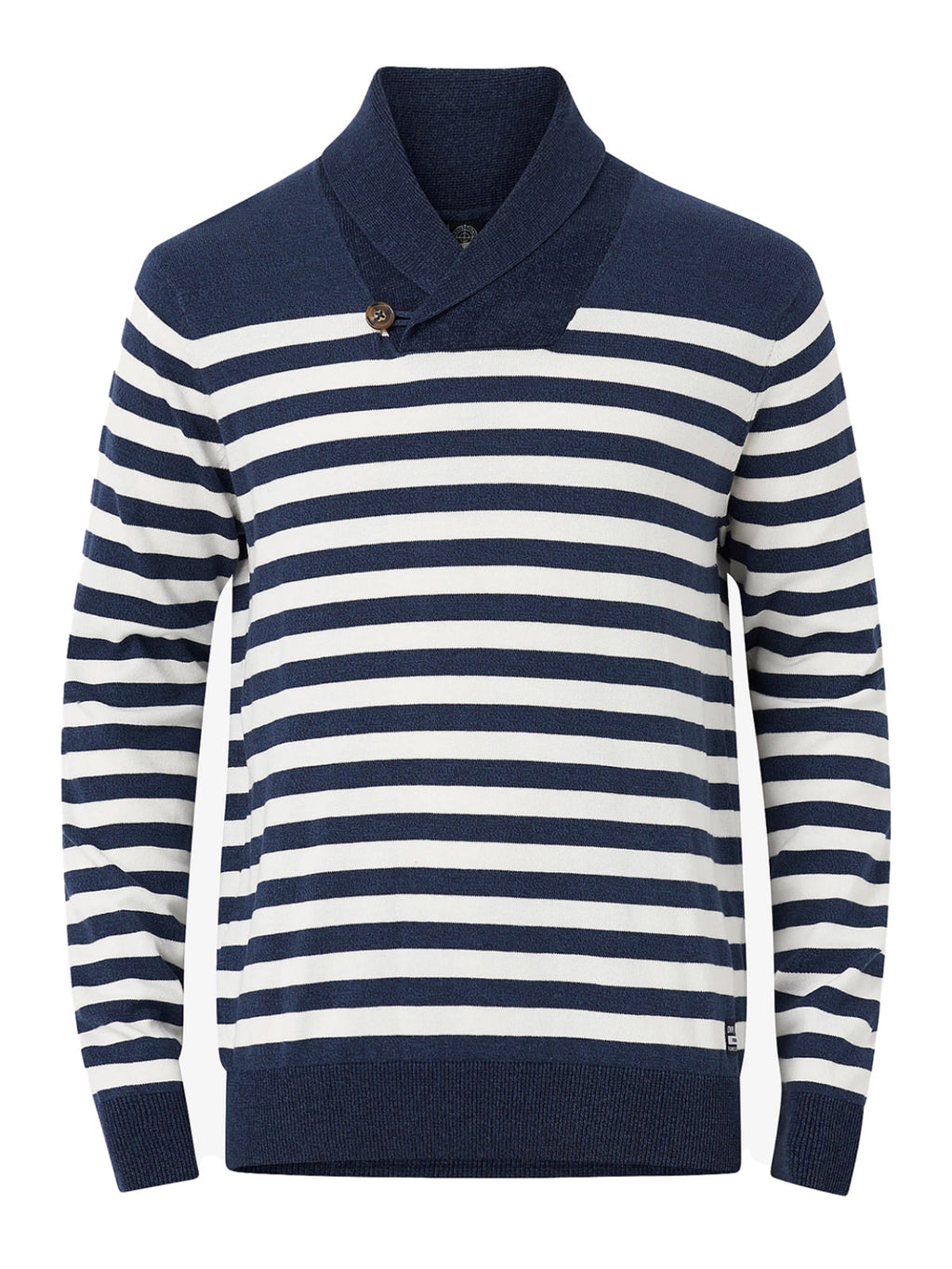 Mens Big &Tall Navy & White Striped Shawl Buttoned Collared jumpers