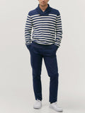 Mens Big &Tall Navy & White Striped Shawl Buttoned Collared jumpers
