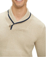 Load image into Gallery viewer, Mens Ecru Ribbed Buttoned Contrast Trim Shawl Neck Knitted Jumpers
