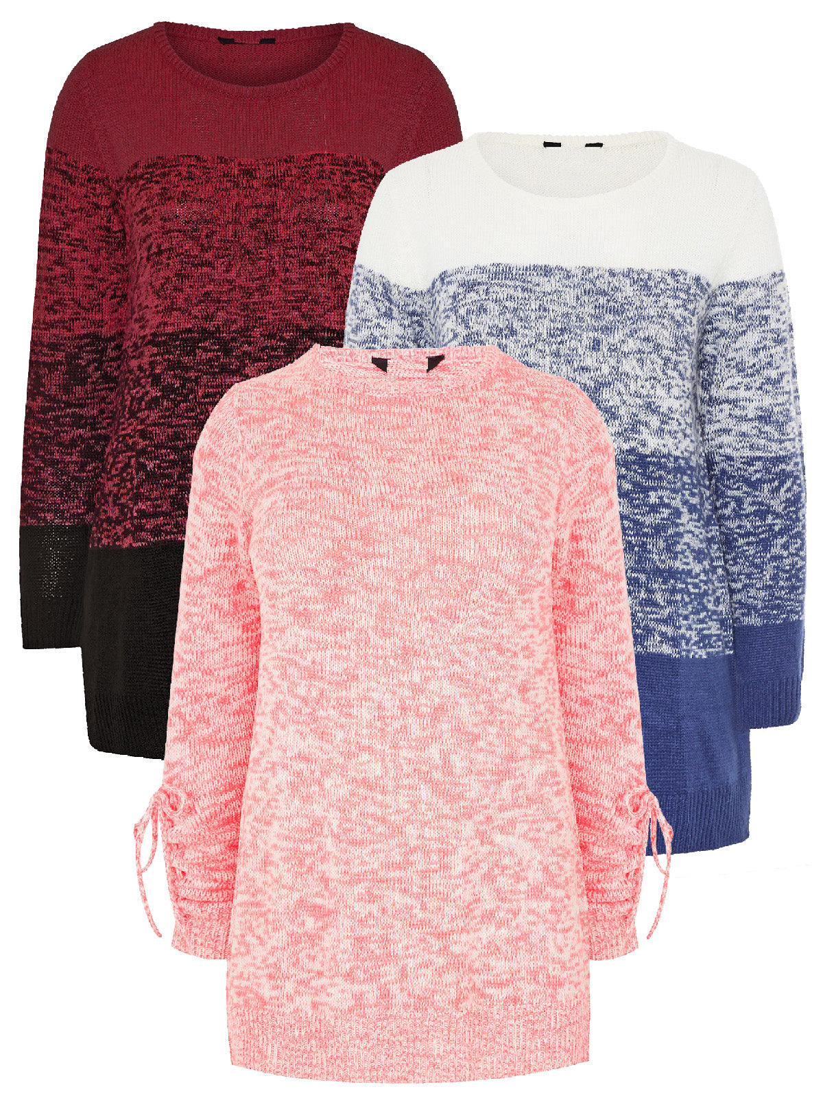 Coral Navy & Red Marl Soft Knitted Plus Size Jumpers