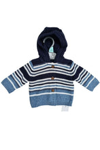 Load image into Gallery viewer, Baby Boys Navy &amp; Blue Stripe Thick Cardigan
