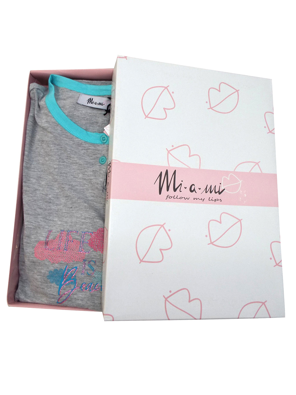Italian Grey Multi Pure Cotton 'Life is Beautiful' Cloud Print Pyjama Set