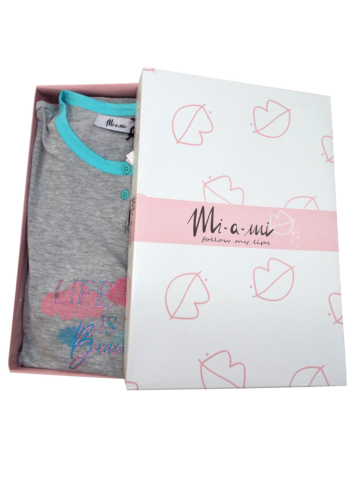 Italian Grey Multi Pure Cotton 'Life is Beautiful' Cloud Print Pyjama Set