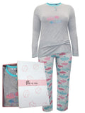Italian Grey Multi Pure Cotton 'Life is Beautiful' Cloud Print Pyjama Set