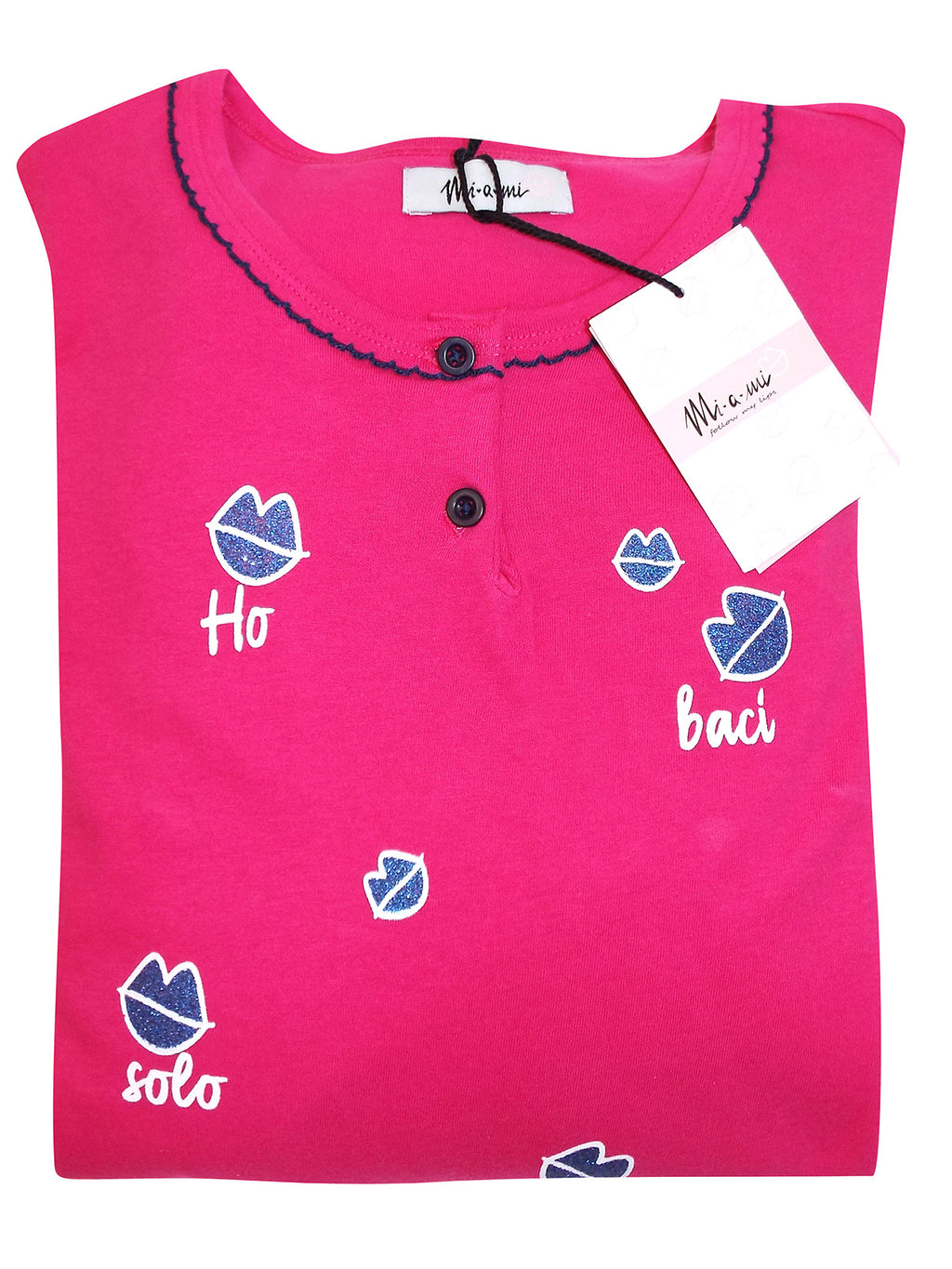 Italian Miami Fuchsia "You Love Me" Pure Cotton Lip Pyjama Set