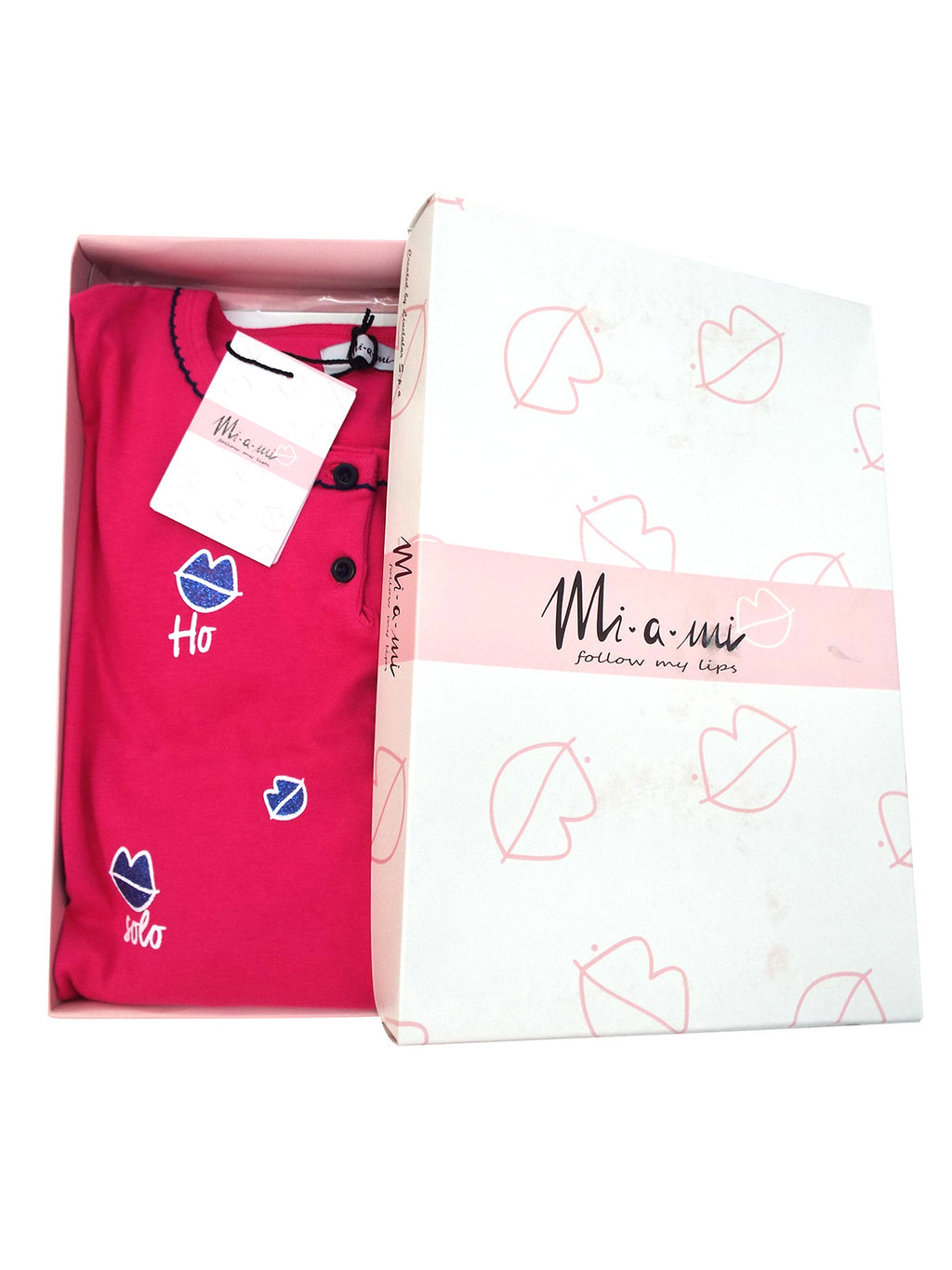 Italian Miami Fuchsia "You Love Me" Pure Cotton Lip Pyjama Set
