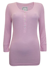 Load image into Gallery viewer, Ladies Dusty Pink Boux Avenue Elsie Ribbed Stretchy 3/4 Sleeve Top
