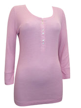 Load image into Gallery viewer, Ladies Dusty Pink Boux Avenue Elsie Ribbed Stretchy 3/4 Sleeve Top

