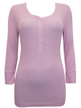Load image into Gallery viewer, Ladies Dusty Pink Boux Avenue Elsie Ribbed Stretchy 3/4 Sleeve Top
