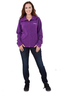 Ladies Purple High Neck Zip up Long Sleeve Fleece Jacket
