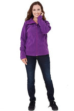 Load image into Gallery viewer, Ladies Purple High Neck Zip up Long Sleeve Fleece Jacket
