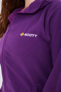 Ladies Purple High Neck Zip up Long Sleeve Fleece Jacket