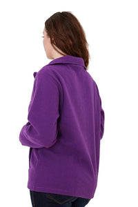 Ladies Purple High Neck Zip up Long Sleeve Fleece Jacket