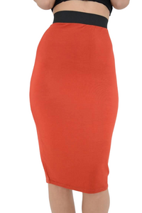 Ladies Plain Fitted Jersey High Waisted Bodycon Pencil Skirt