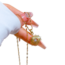 Load image into Gallery viewer, Unisex Gold Plated Sun Splash Crystal Eye Pendant Chain Necklace
